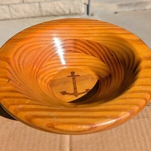 Wooden Bowl with Anchor Design